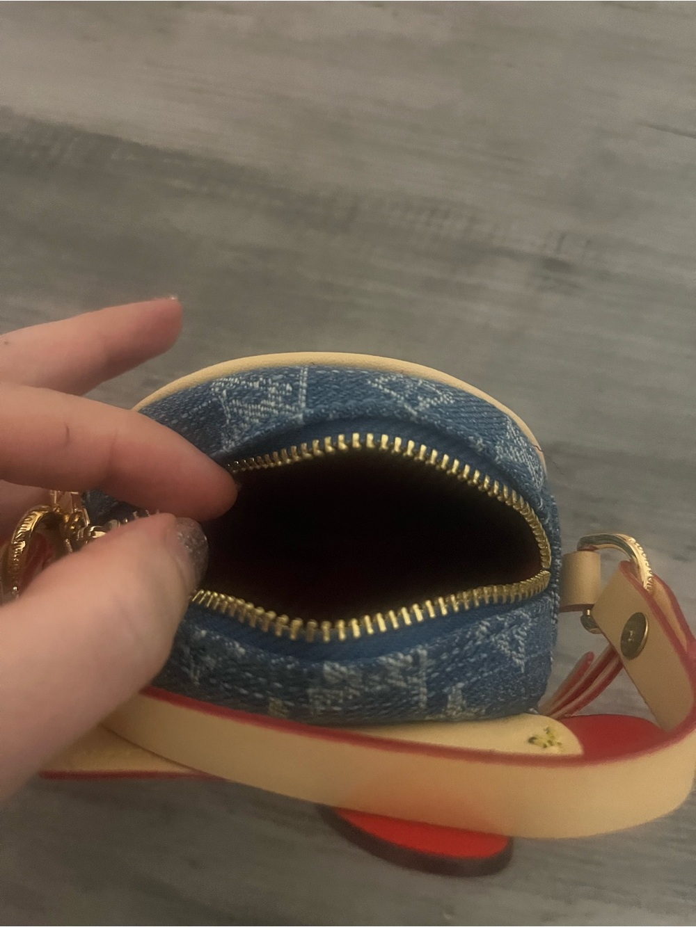 Hello Kitty Denim Monogram Mini Crossbody Bag - Blue - Picture 5 of 6